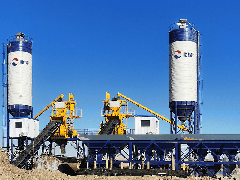 Installation Site of Double Line HZS90 Belt Concrete Mixing Plant in Kazakhstan