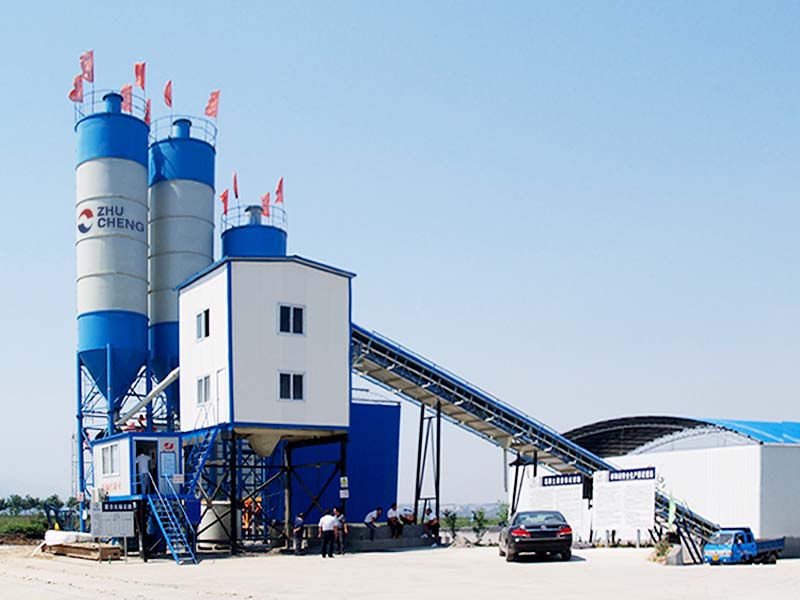 HZS120 stationary concrete mixing plant