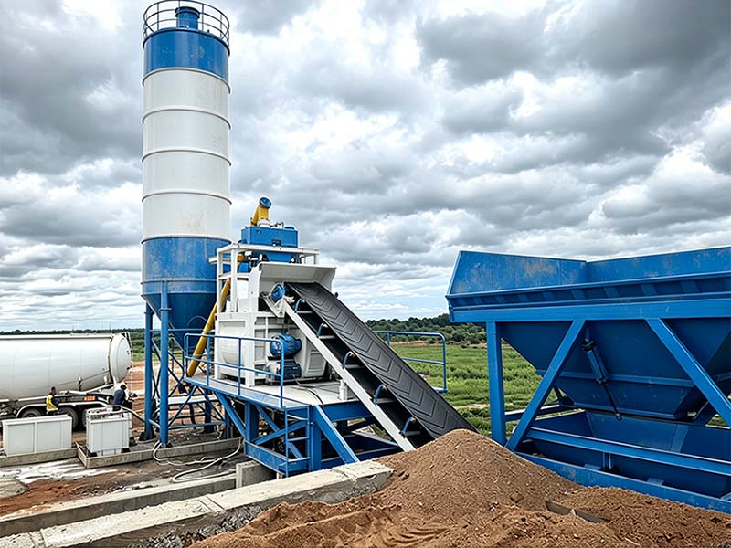 YHZS75 Mobile Concrete Batching Plant in Ghana
